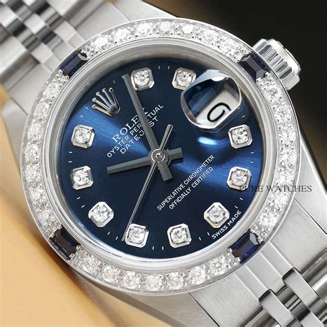 ladies rolex blue face diamonds|Rolex lady datejust diamond dial.